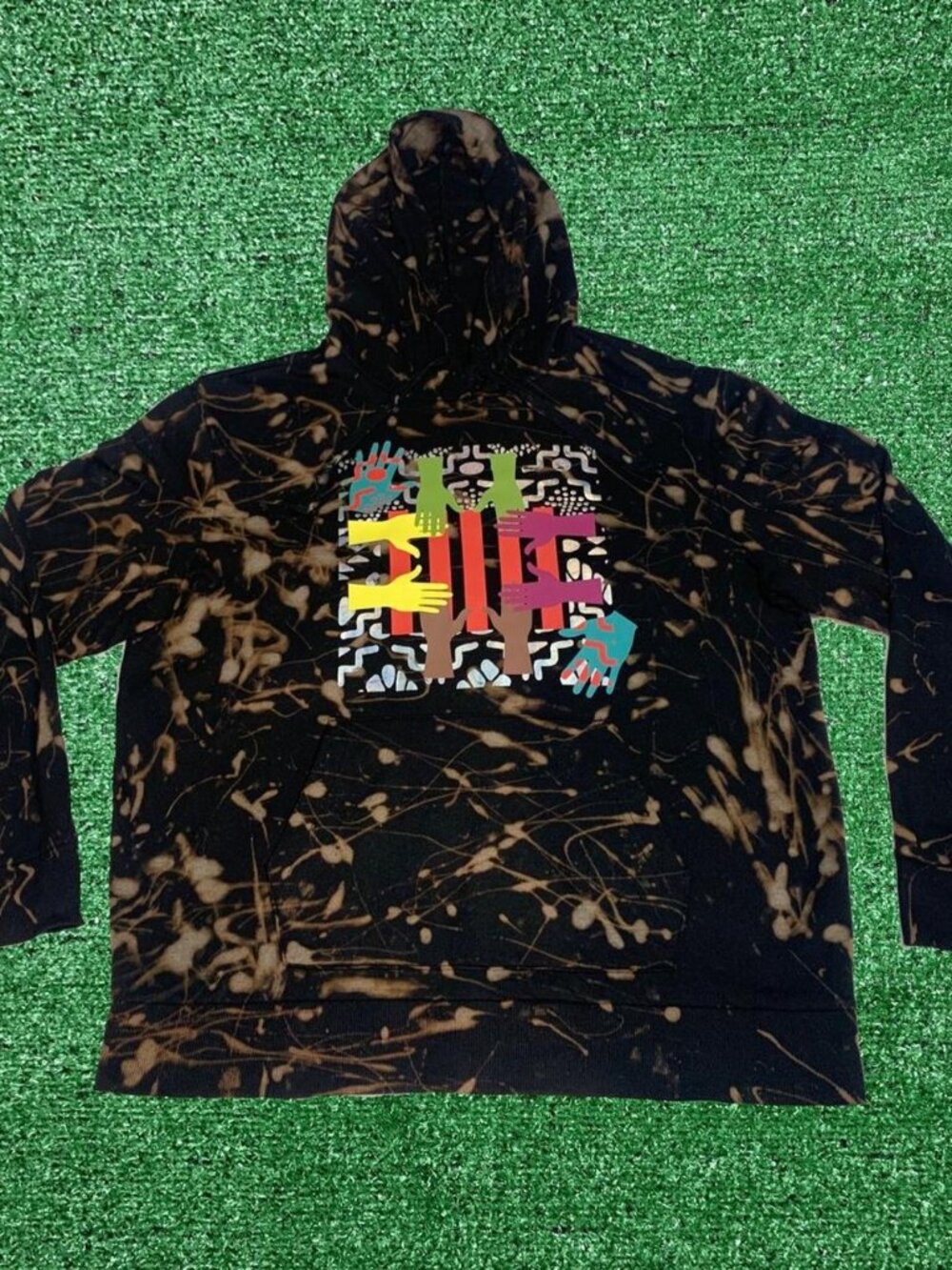 Abstract Bleach Dyed Hoodie